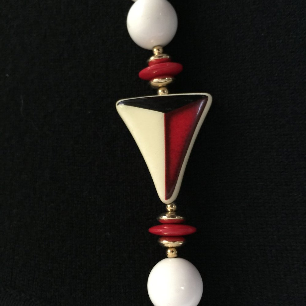 Vintage Art Deco Chunky Bead Necklace And Earrings - Picture 7 of 16